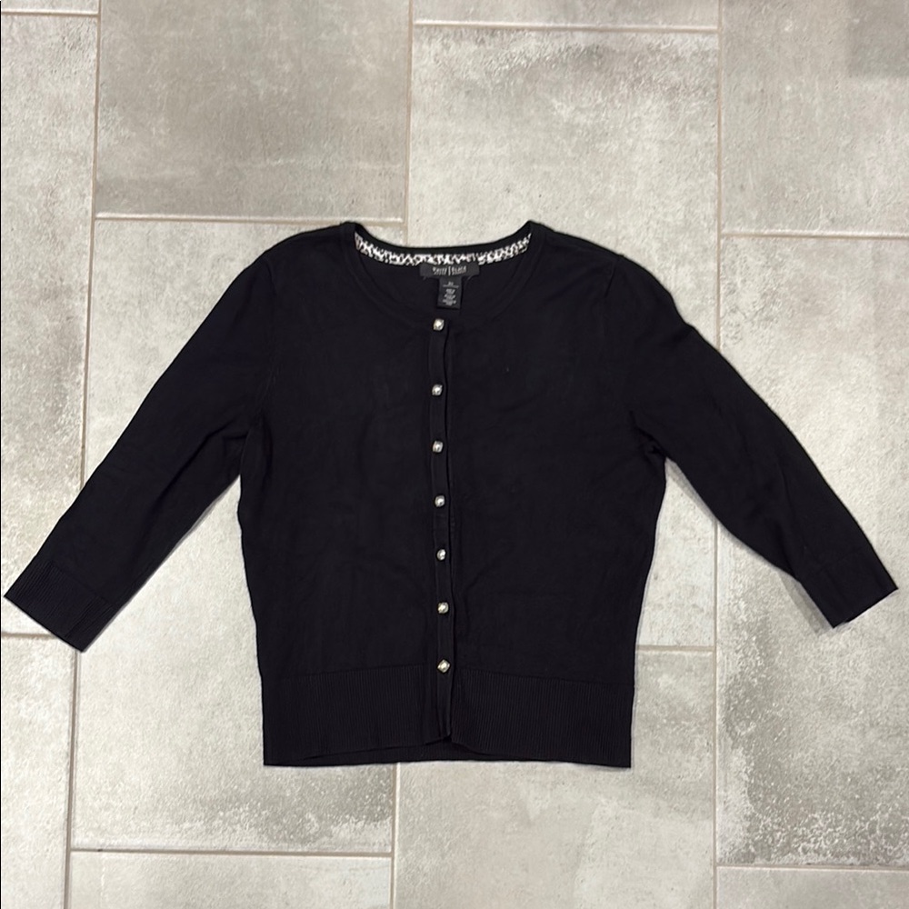 White House Black Market Black Button-Up Women's Sweater, XS